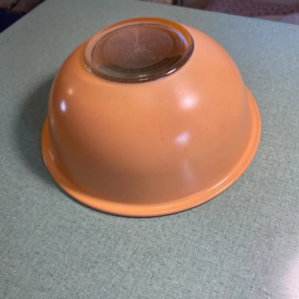 Ten Inch Glass Pyrex Peach Big Mixing Bowl